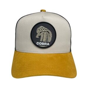 Cobra 3D PVC Patch Suede Snapback Hat, Mesh Back, Suede Brim